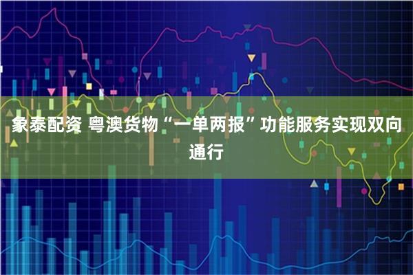 象泰配资 粤澳货物“一单两报”功能服务实现双向通行